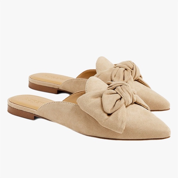 J. Crew Factory Shoes - J. Crew Factory Saddle Suede Bow Mules Womens Size 7.5
